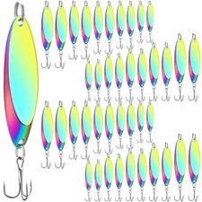 HESTYA 40 Pieces Fishing Lures Spoons as shown in pictures, Holographic 