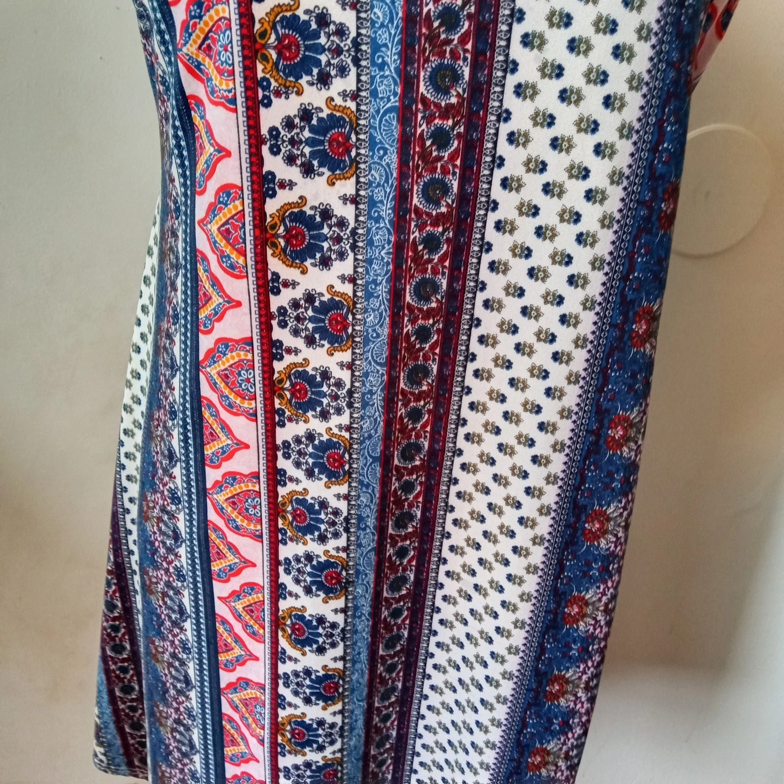 VETEMENTS Mini Abito Junior Discreto Scollo V Stampa Bohemien Maglia Senza Maniche Taglia XL