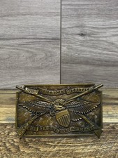 Vintage 2nd Amendment American Heritage Brass Belt Buckle Eagle Crest Guns