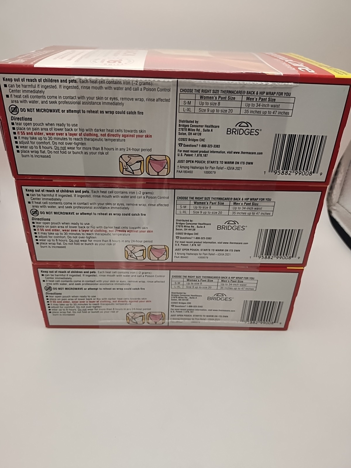 3x ThermaCare Lower Back & Hip Heat wraps L-XL 9 Pieces Total Exp:01/31/2027