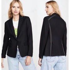 595 Rag Bone Womens Size 4 Black Lexington 100 Wool Tailored Blazer Jacket