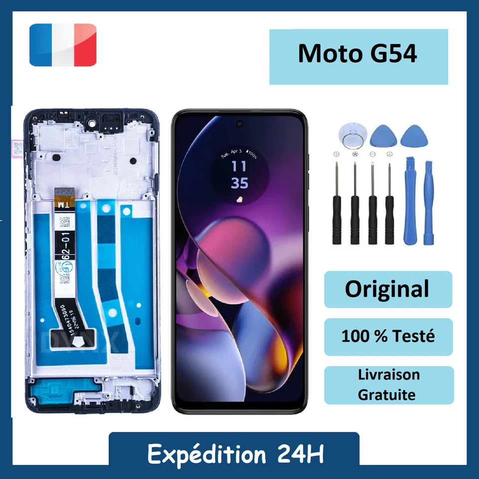 Écran LCD + vitre tactile Motorola Moto G54 5G Avec Châssis Original + Outils