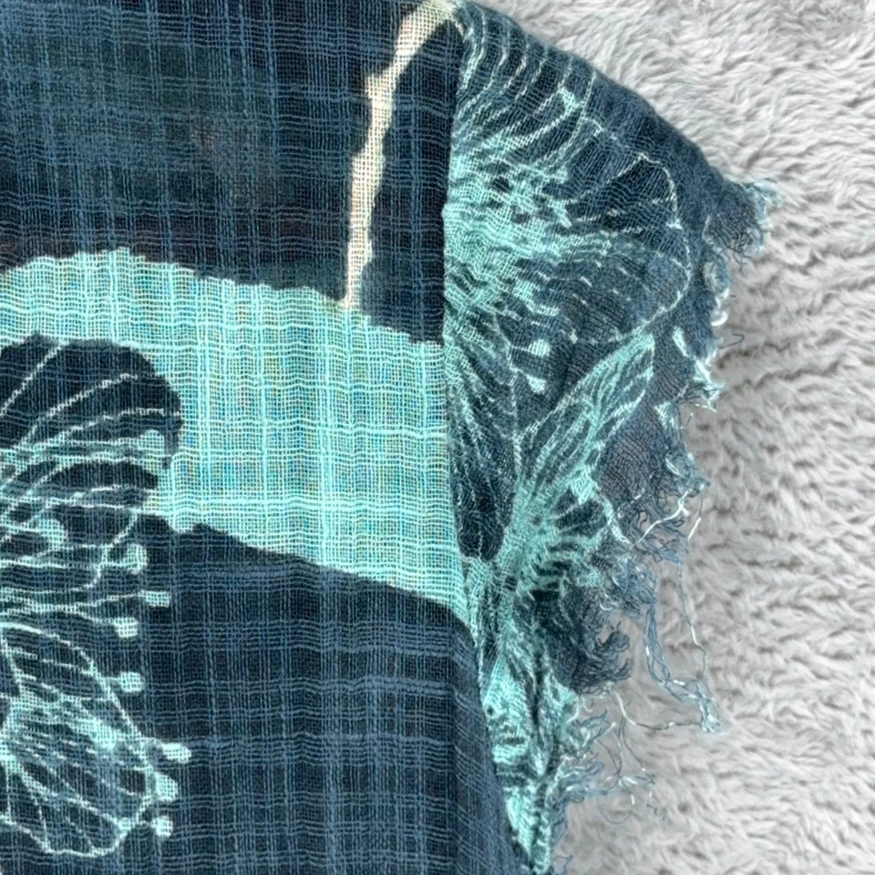 Free People 波西米亚花卉薄纱纽扣衬衫 M 皱纱原始下摆小屋 — 第 3/4 张图片