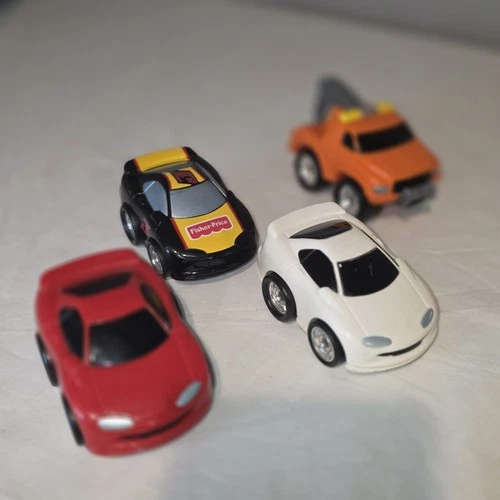 Fisher Price 1995 Vintage Big Action Garage Replacement Cars (4) Car & Tow Truck