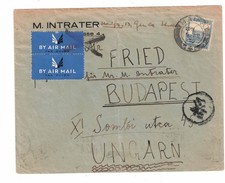 1939 Haifa Palestine Airmail Cover to Budapest Hungary via Greece