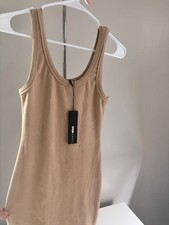 Fashion Nova One Of The Boys Nude Ribbed Bodycon Mini Tank Dress Women’s Size Sm