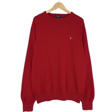 GANT Jumper Sweater Pullover Men Red Wool Cotton Jh6 Size XL