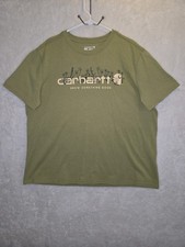 Carhartt Women's Sz 1X 16w-18w Olive Green Floral Spellout  Loose Fit T-Shirt 