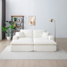 87" Oversized Sectional Double Lounge Chaise Sofa Bed Couch Loveseat Cloud Plush