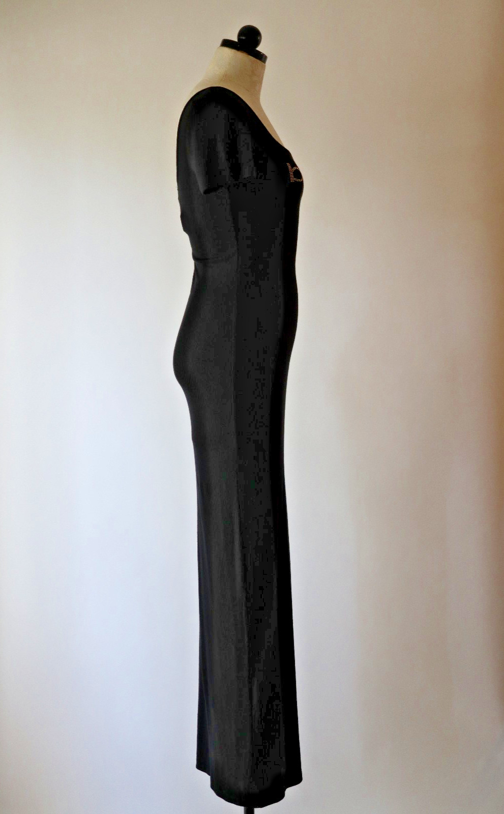 Bebe Black Knit Jersey Scoop Neck Sexy Bodycon Tshirt Long Maxi Dress Women S