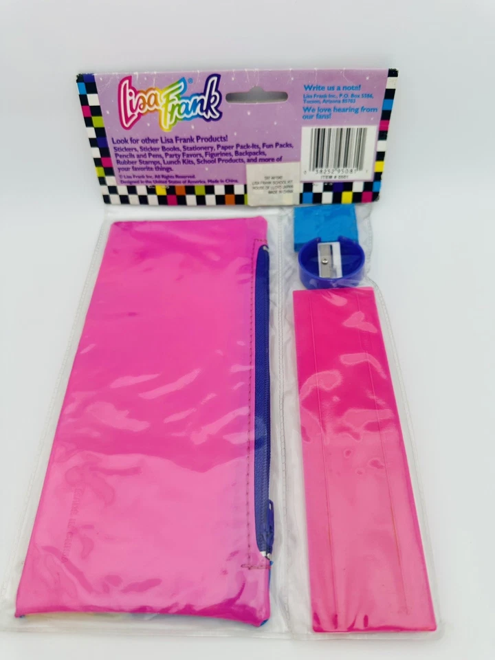 Lisa Frank Girasol Gato “School Gear” Bolsa de Lápices, Sacapuntas, Borrador y Regla  Foto 2 de 4