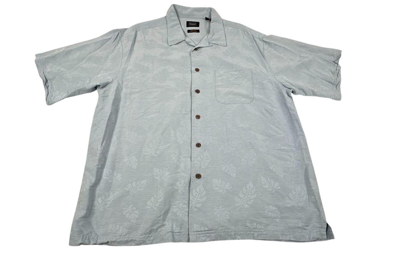 Hagger Blue Floral Short Sleeve Button Up 100% Silk Camp Shirt. Men's - Size XL