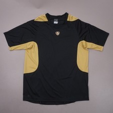 Vintage Y2K Nike Dri-Fit Soccer Jersey Shirt Mens Large Black Gold Short Sleeve