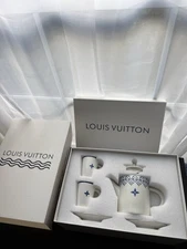 Louis Vuitton "Flower Tile" Porcelain Coffee/Tea/Espresso Set For 2, 5 Items