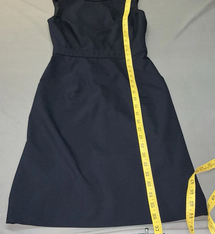 Usado en Excelente Condición Vestido Vaina Tory Burch Sin Mangas Mezcla de Lana en Azul Marino Talla 0 #0501 Foto 3 de 4