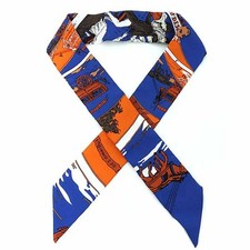 HERMES Scarf Twilly ""Omnibus: The White Lady's Game"" 062416S-04 Silk