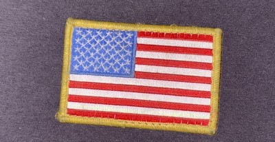 AMERICAN FLAG EMBROIDERED PATCH GOLD BORDER USA US w/ VELCRO  Brand Fastener
