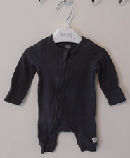 F&F Sleepsuit Babygrow/ Romper Newborn Baby Boys Blue Footless Zip Long Sleeve