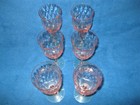 Six matching pink Depression era etched wine glasses with uranium glass bases — photo 6