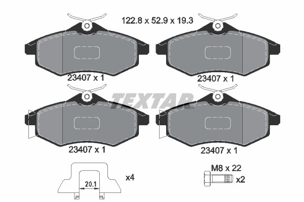 Plaquettes de frein Textar 2340702 pour frein à disque équivalent OE 1611457180