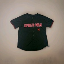 Marvel Mens Spider Man Miles Morales Baseball Jersey Size XL Black Red BoxLunch