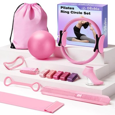 Dilobio Pilates Kit, Equipment for Home Workout, 13 Inch, Pink
