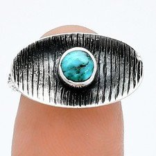 Natural Turquoise Nevada Aztec Mt 925 Sterling Silver Ring s.6 Jewelry R-1573