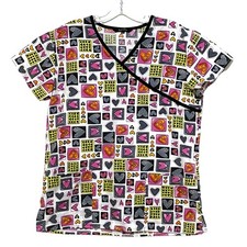Just Love Hearts Scrub Top XS Uniform Medical Dental Veterinary Technician