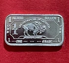 1 Gram Silver Bullion Bar, Solid Silver! .999 Purity Fine Silver! Buffalo Images