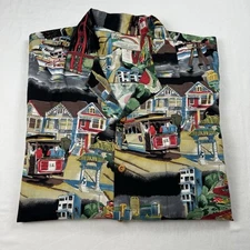 Paradise Found Hawaiian Shirt Mens XL San Francisco Locations Wharf Golden Gate