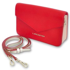 Lancaster Adeline Two Tone Red Saffiano Leather Mini Crossbody Purse NWOT