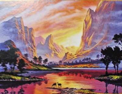5D DIY Diamond Painting Bergsee See Berge Bilder Komplett Set Landschaft