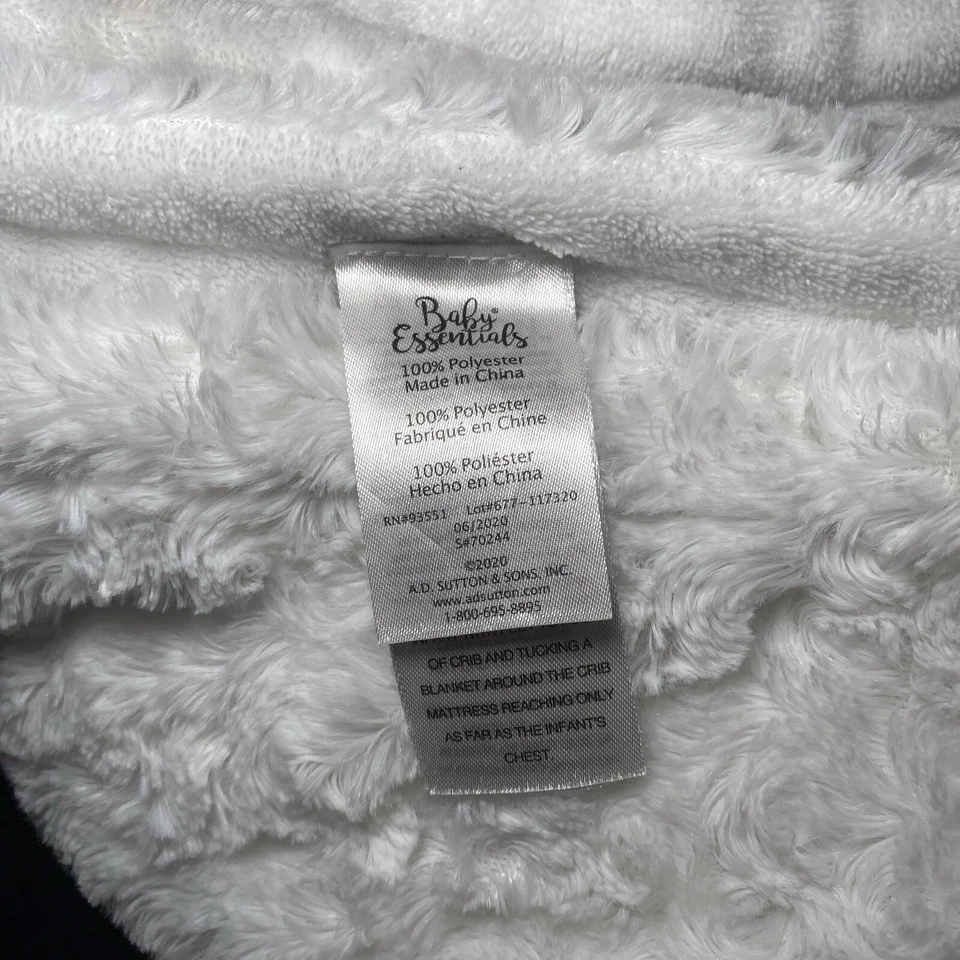 Baby Essentials Baby Blanket Color Block Patchwork White Gray Minky Circle Lovey - Image 3 of 4