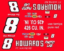  8 Dave Whitcomb Howards Photo Lab Dodge 1969-74 1/43rd Scale Slot Car Decals
