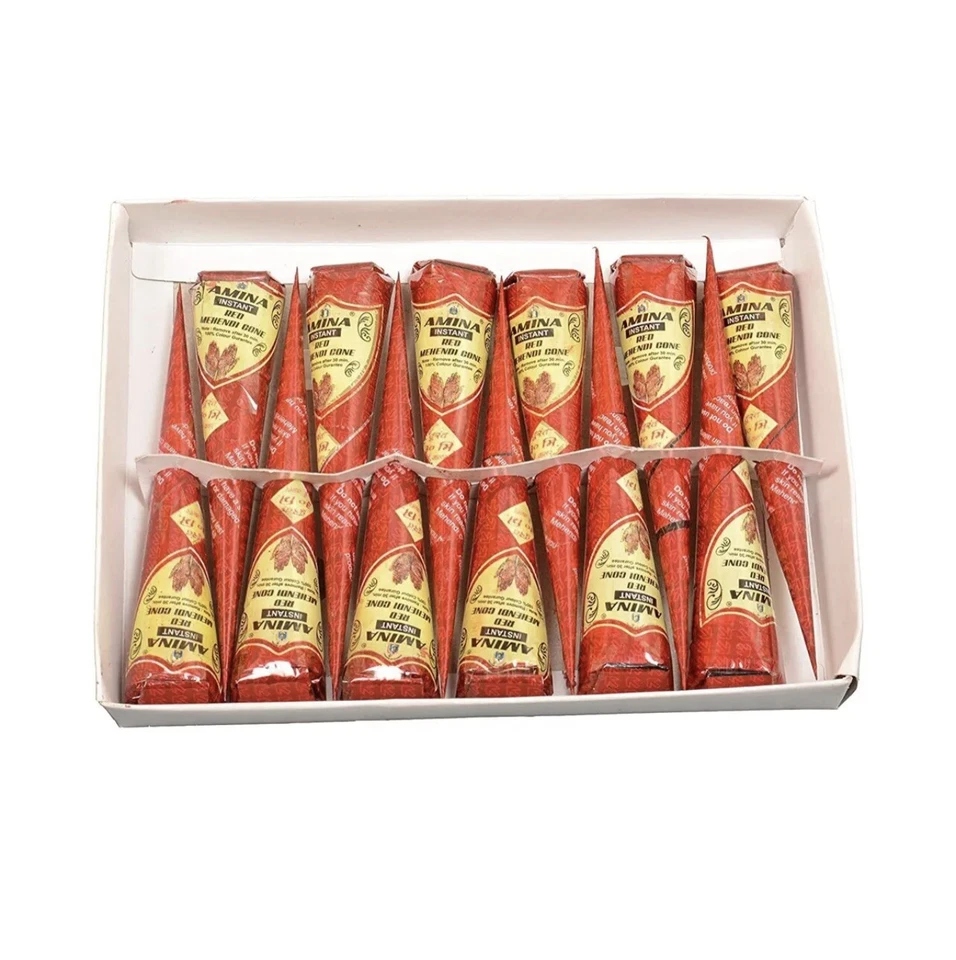 Cono Mehndi rojo instantáneo de henna Amina para mujer paquete de 12 Foto 2 de 3