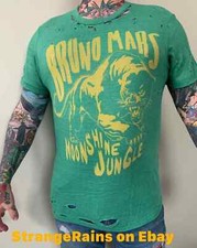 Distressed BRUNO MARS Moonshine Jungle Unisex Lightweight T Shirt Sz. L 