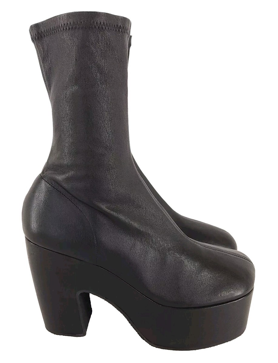 driesvannoten プラットフォームブーツ Dries Van Noten Mid-Calf Platform Sock Boots 40 10 Black Leather