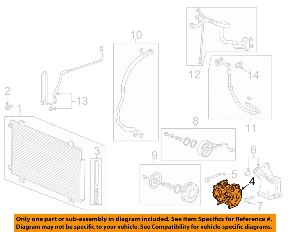 Compresor de aire acondicionado usado para: Honda Odyssey 2018 grado B Foto 3 de 4