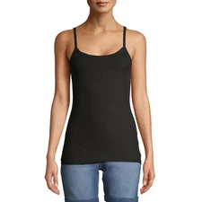 NO BOUNDARIES JUNIORS RIB CAMI FITTED STRETCH SOOT BLACK L (11-13) NWT [R]