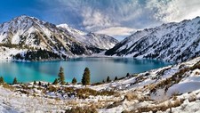 Landscape nature sky mountains winter lake Custom Gaming Mat Desk