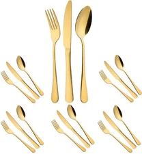18-Piece Gold Flatware Set for 6 Rustproof Stainless Steel Cutlery Utensils