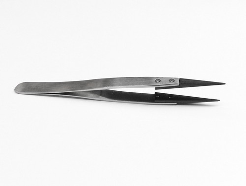 Tweezers Non Static Fiber Tip Precision Anti-Static Stainless Steel Tweezers 5" - Picture 4 of 12