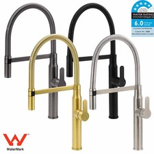 Brushed/Gold/Black/Grey Round Tall Pull Out Down Kitchen Mixer Tap Sink Faucet