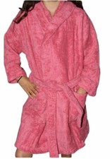 Peignoir en coton Bio enfant, coloris framboise, Taille 4 ans