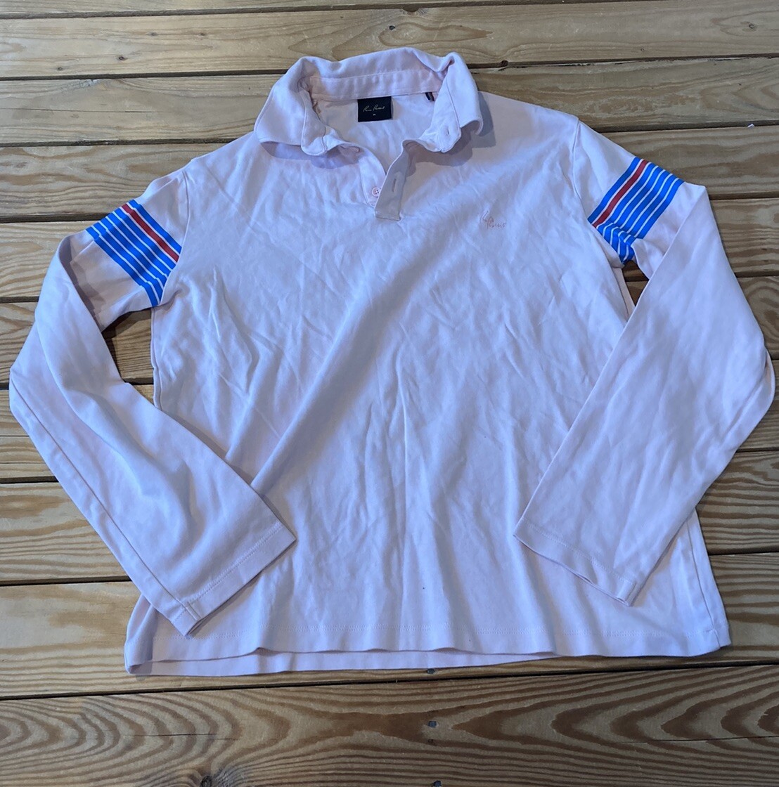 Rare rabbit Men's Stripe Sleeve Polo Shirt Size M Pink E11