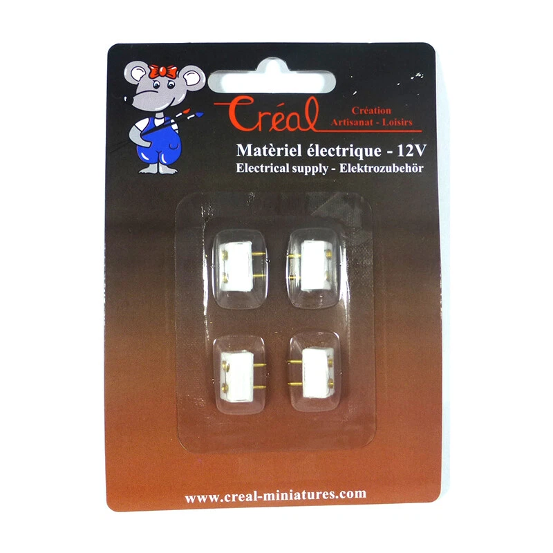 Creal 2532 weißes Steckdosen-Set zum Nageln 12 Volt 1:12 für Puppenhaus NEU!#