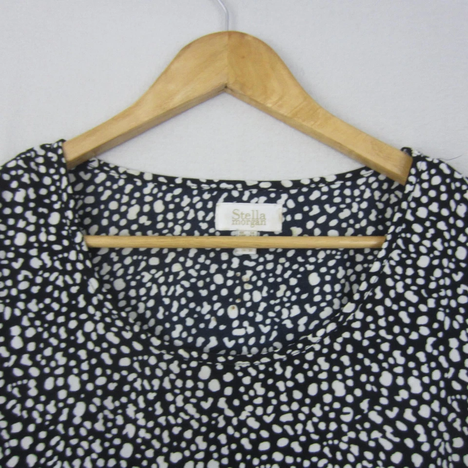 Stella Morgan Top Womens 14 Black White Polka Dots Sleeveless Blouse Shirt Flowy - image 2 of 4
