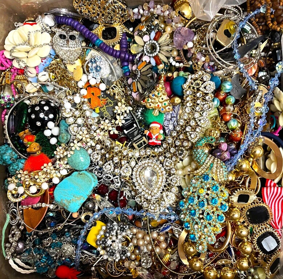 Over Pounds Jewelry Old New Vintage Tangled Jumbled Some Nice Mixed In  Lbs