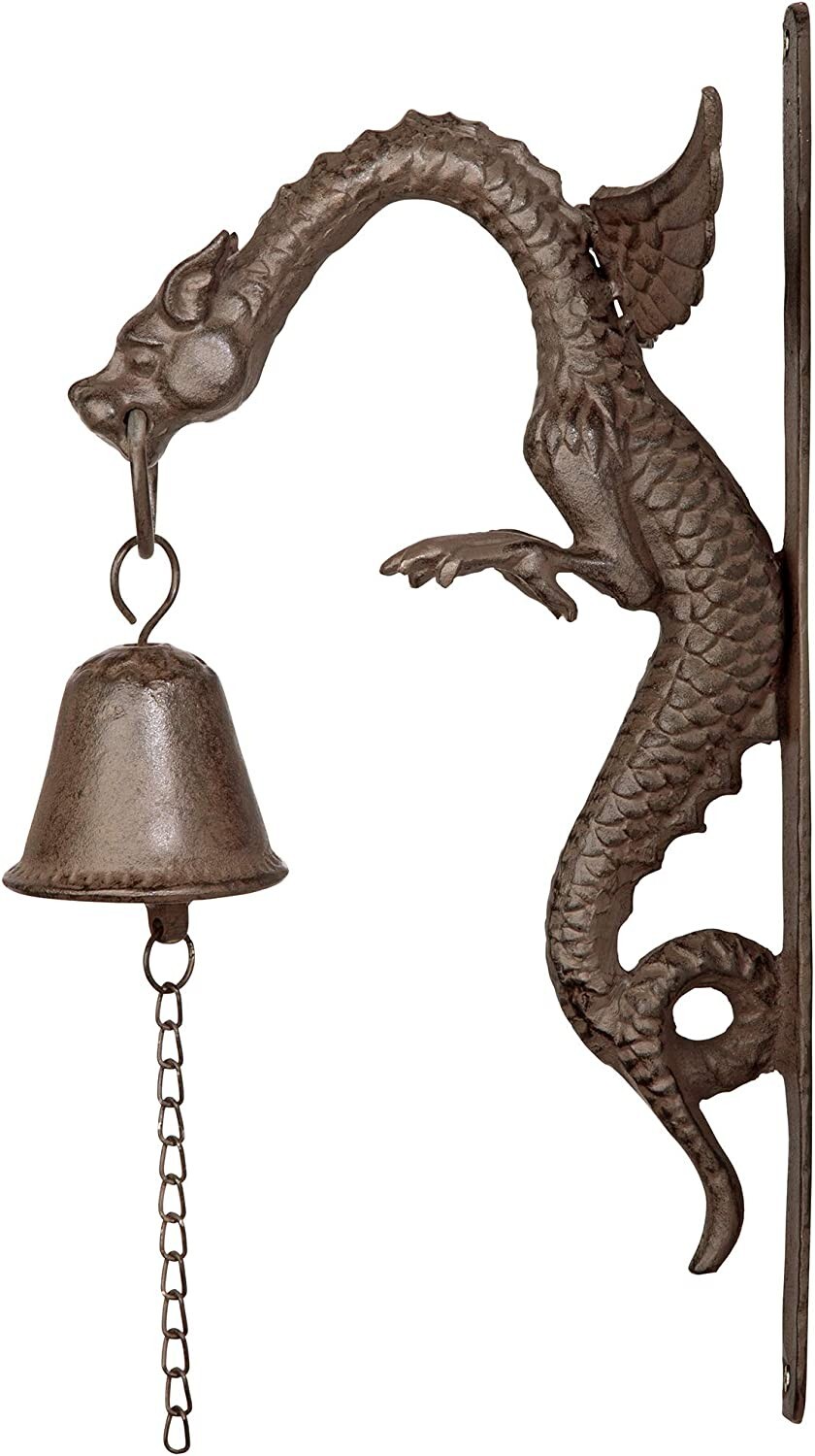Cast Iron Dragon Doorbell Gothic Sculpture Decor Wall Hanging Dinner