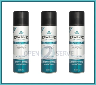 3x Erasmic Shaving Foam Aloe Vera | Soothing | Alcohol Free- 250ml